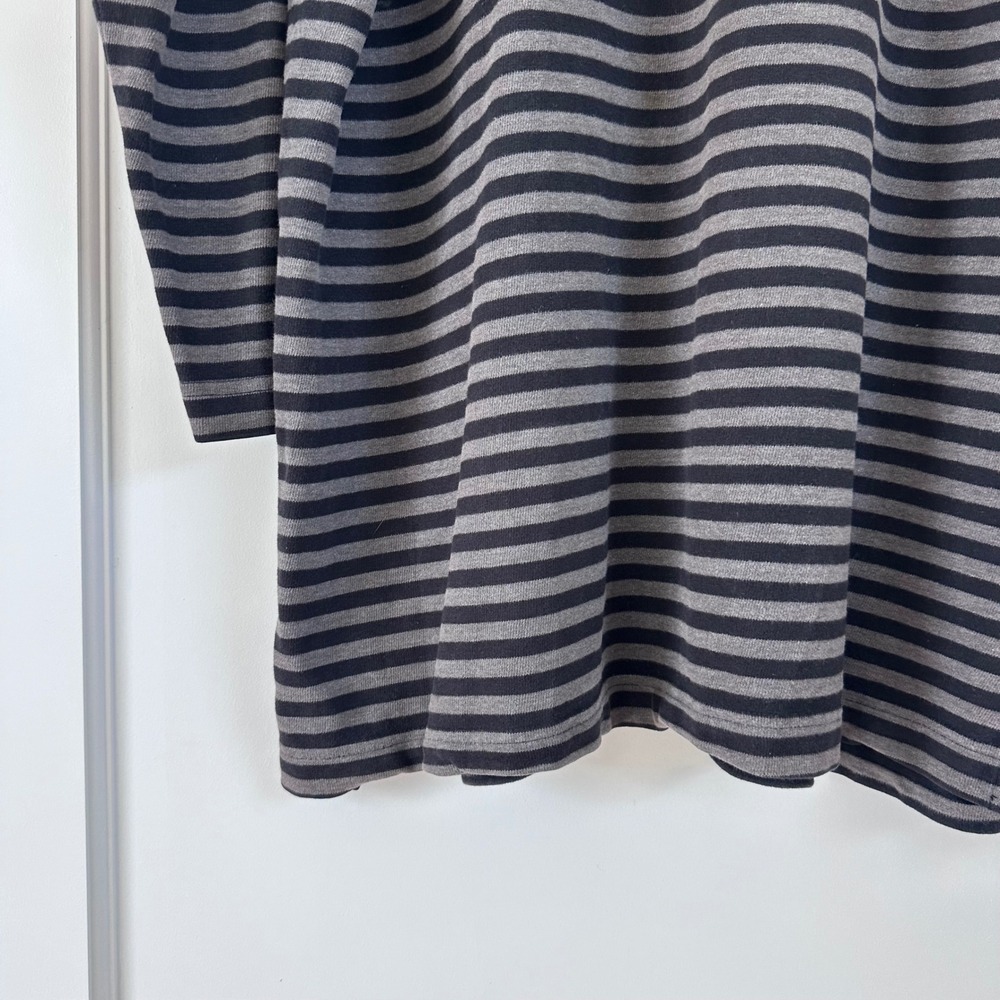 Valerie Stevens Sport 90s Vintage Striped Long Sleeve Cotton Top Grey Black M - Picture 5 of 8